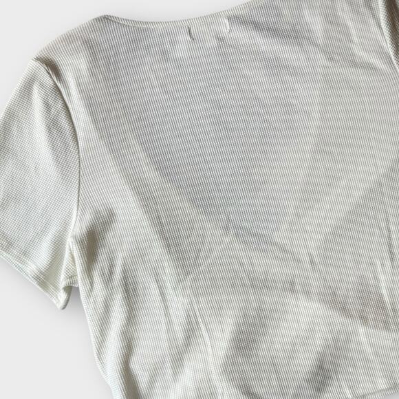 BP WRAP WAFFLE KNIT TOP RUCHING AT WAIST NEUTRAL IVORY CREAM 2X - Picture 5 of 9